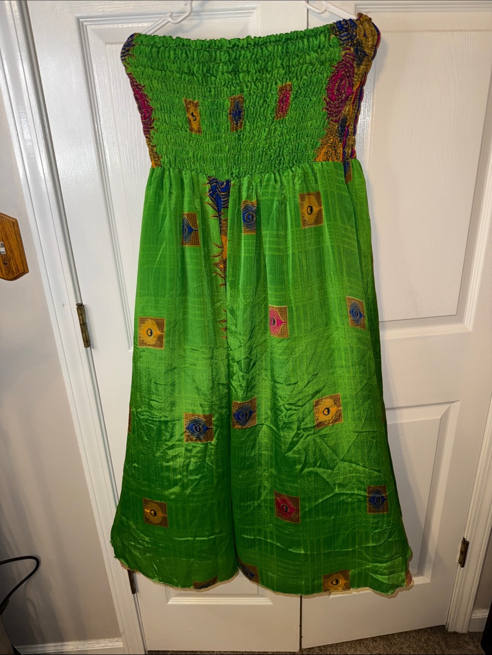 Bright Green True Boho 100% silk Wideleg Pants